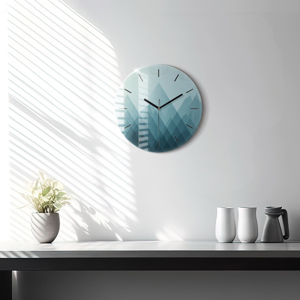 Round glass wall clock Geometric figures