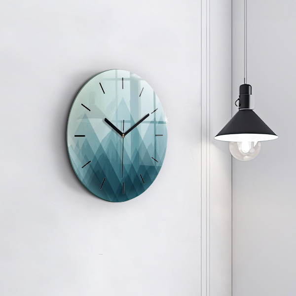 Round glass wall clock Geometric figures