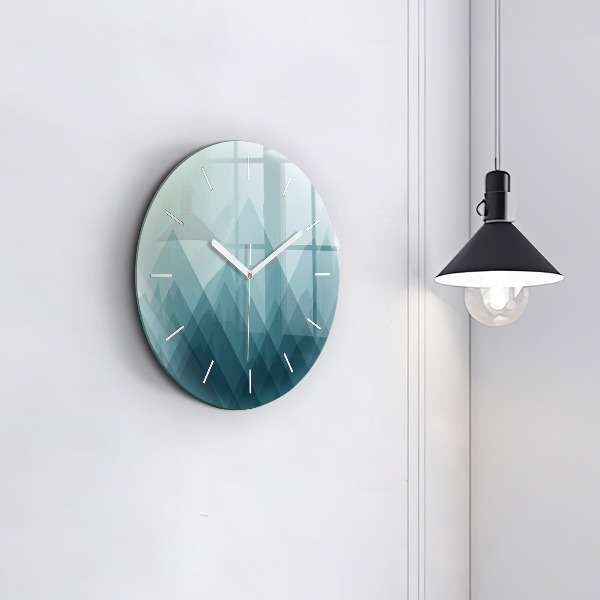 Round glass wall clock Geometric figures