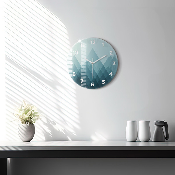 Round glass wall clock Geometric figures