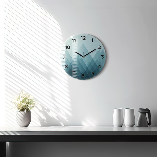 Round glass wall clock Geometric figures