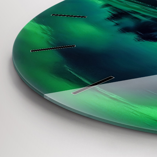 Round glass wall clock Northern lights