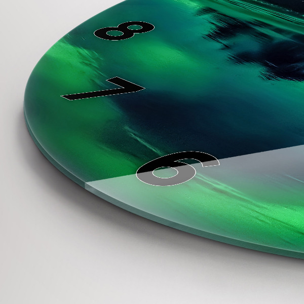 Round glass wall clock Northern lights