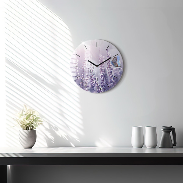 Round glass wall clock Abstraction
