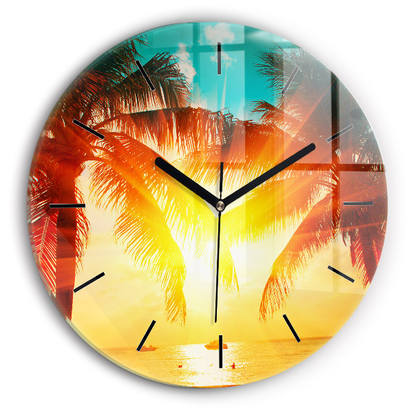 Round glass wall clock Holidays Rest