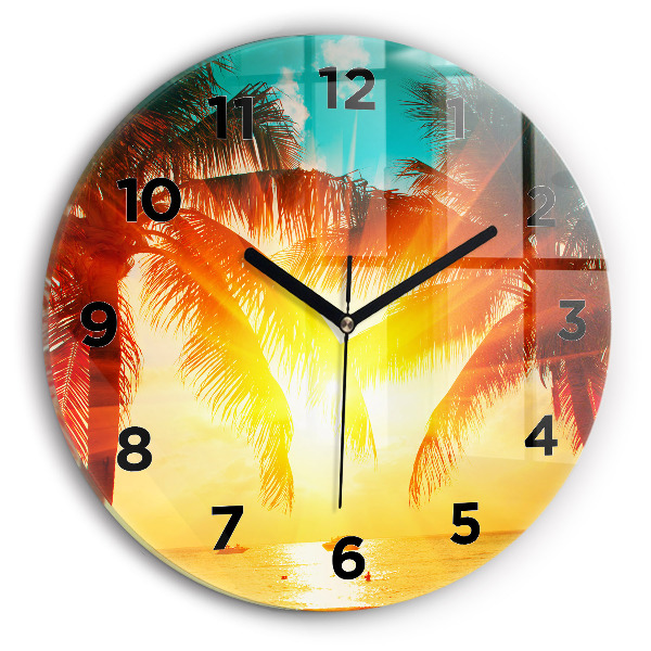 Round glass wall clock Holidays Rest