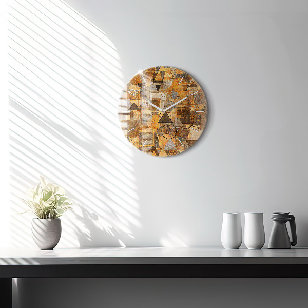Round glass wall clock Geometric Shapes