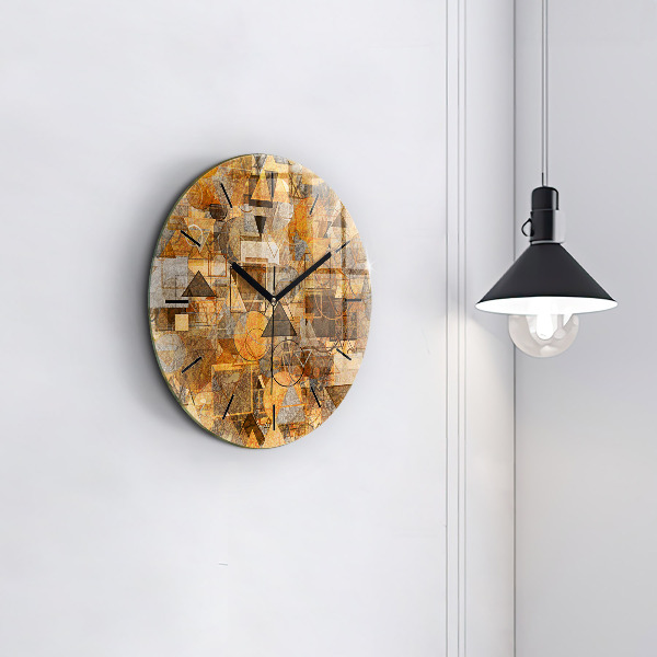 Round glass wall clock Geometric Shapes
