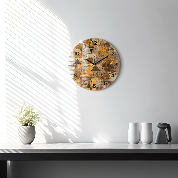 Round glass wall clock Geometric Shapes