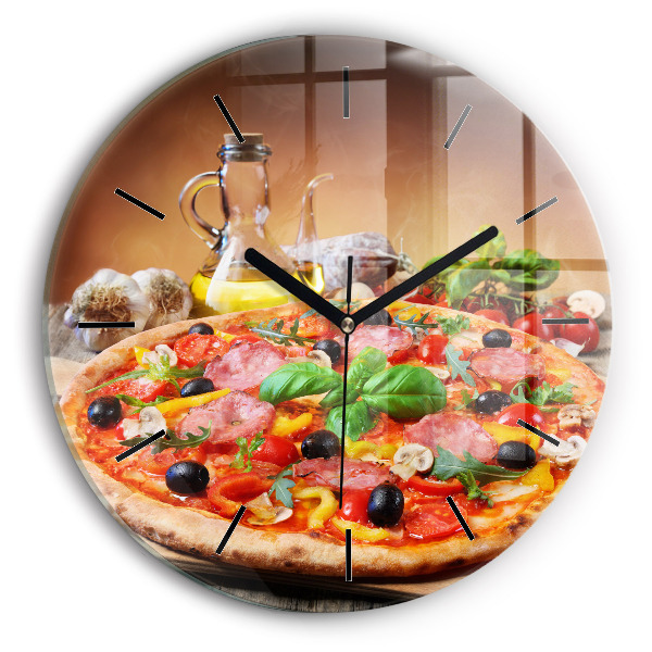 Round glass wall clock The Culinary Heart of Italy