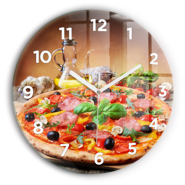 Round glass wall clock The Culinary Heart of Italy