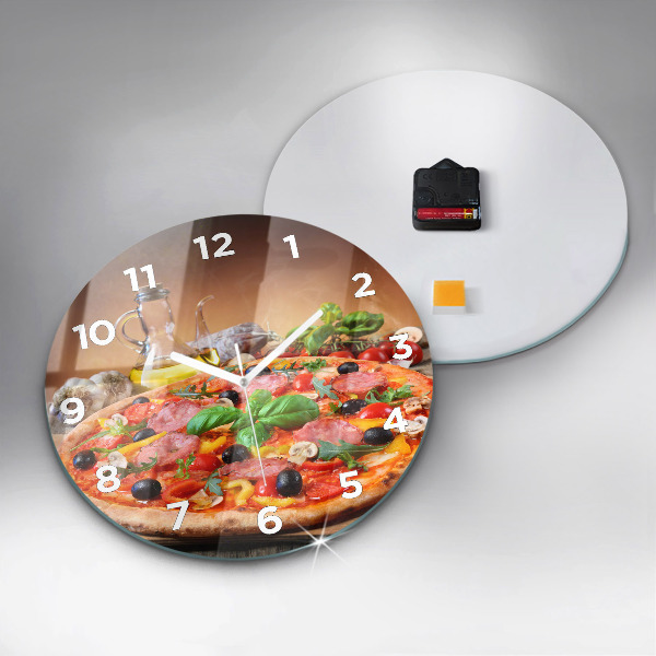 Round glass wall clock The Culinary Heart of Italy