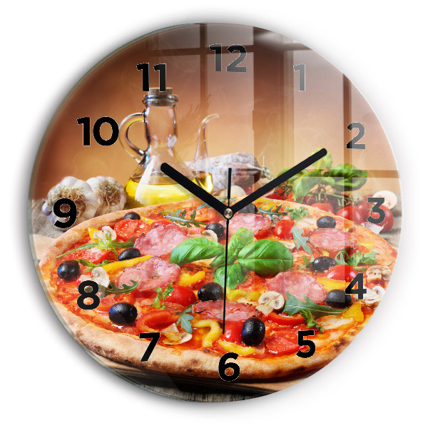 Round glass wall clock The Culinary Heart of Italy