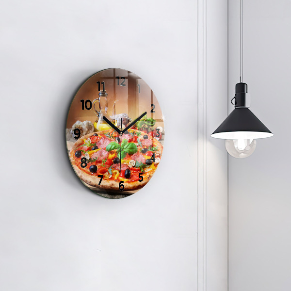 Round glass wall clock The Culinary Heart of Italy