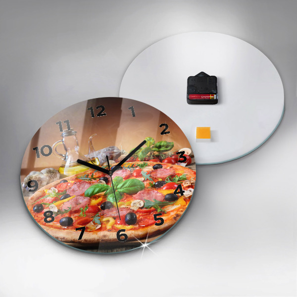 Round glass wall clock The Culinary Heart of Italy