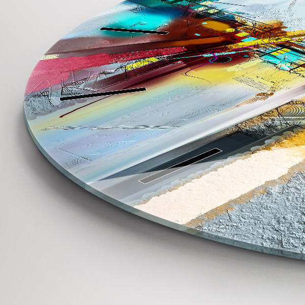 Round glass wall clock Abstract oil landscape