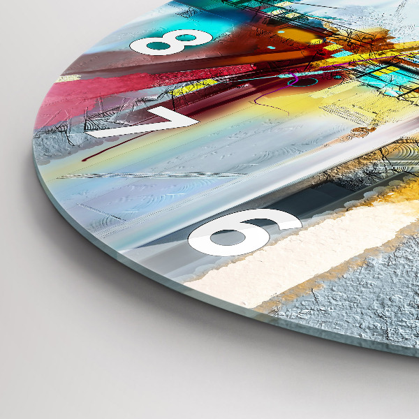 Round glass wall clock Abstract oil landscape