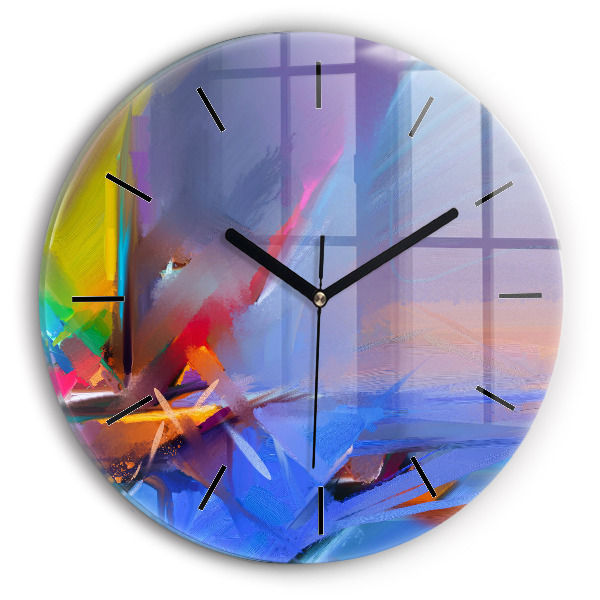 Round glass wall clock Seascape