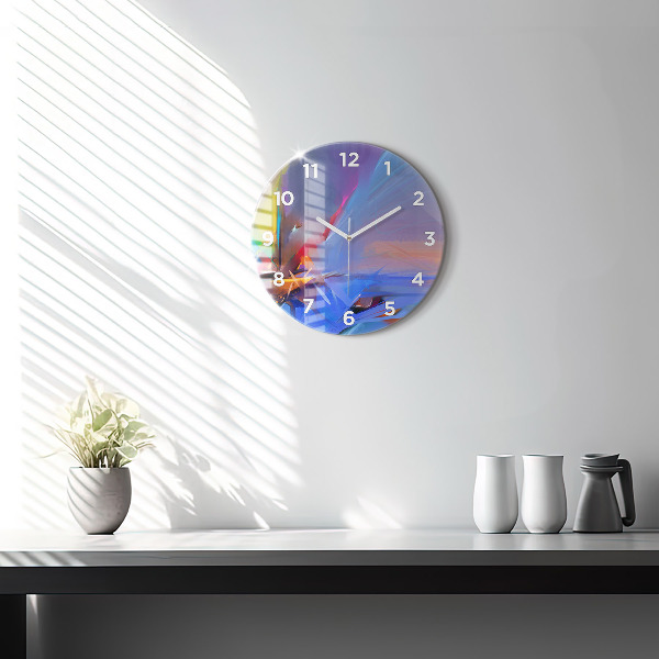 Round glass wall clock Seascape