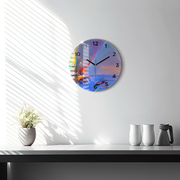 Round glass wall clock Seascape