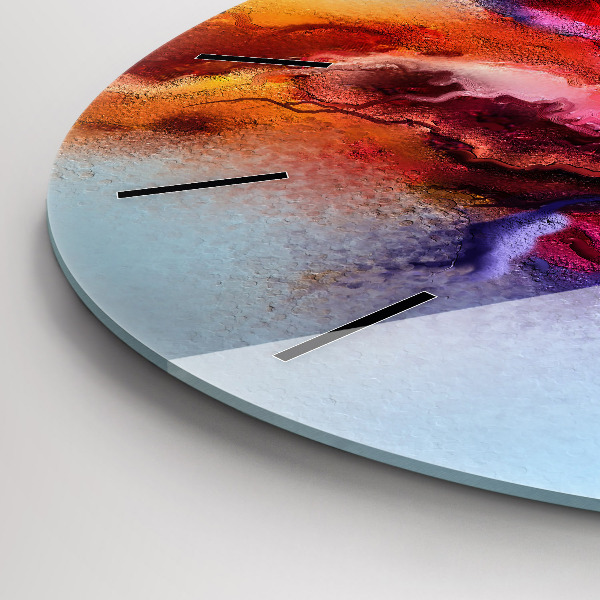 Round glass wall clock Spilled paint