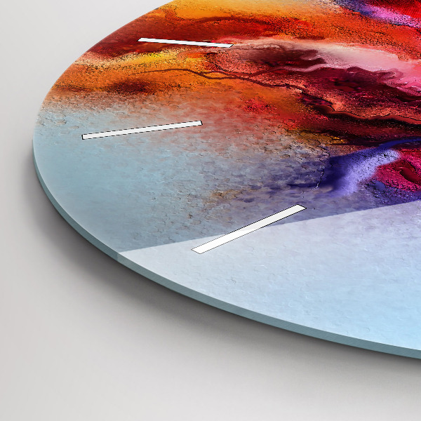 Round glass wall clock Spilled paint
