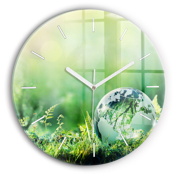 Round glass wall clock Globe