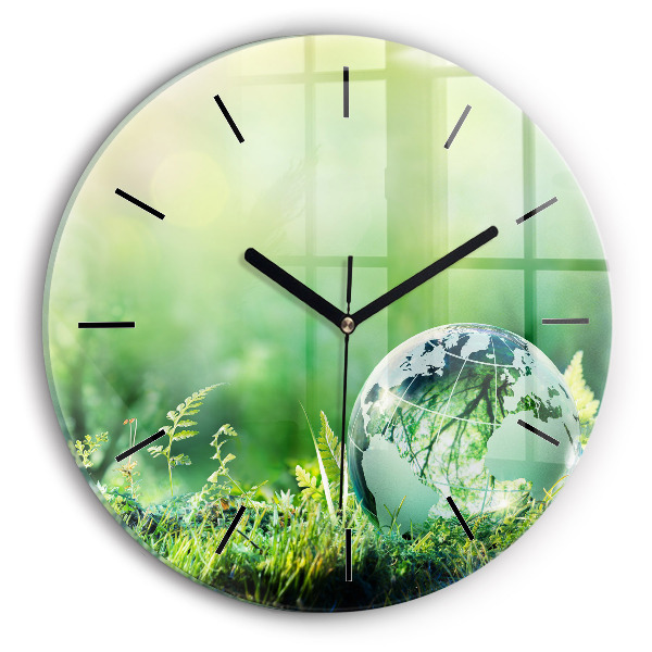 Round glass wall clock Globe