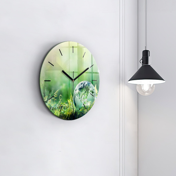 Round glass wall clock Globe