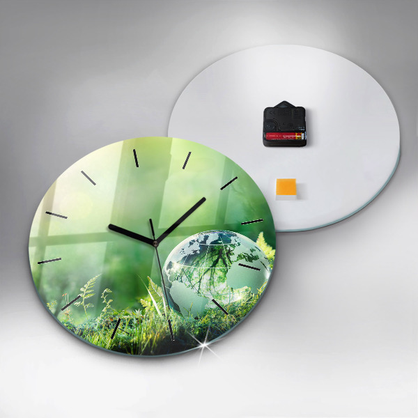 Round glass wall clock Globe