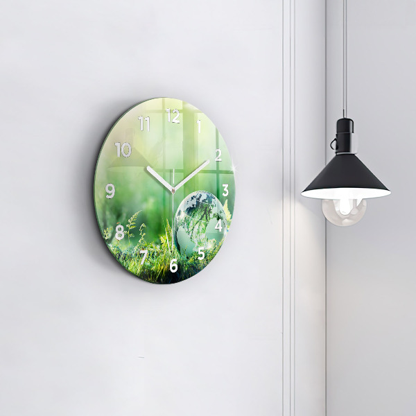Round glass wall clock Globe