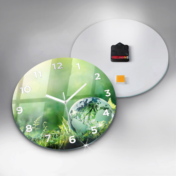 Round glass wall clock Globe