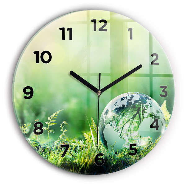 Round glass wall clock Globe