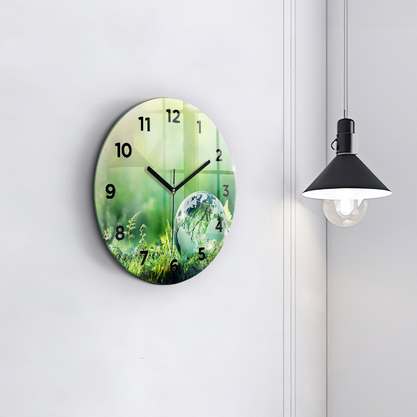 Round glass wall clock Globe