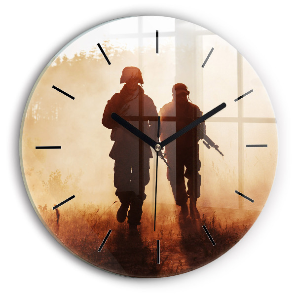 Round glass wall clock Soldiers