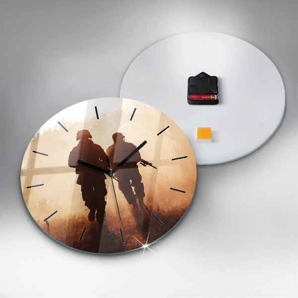 Round glass wall clock Soldiers