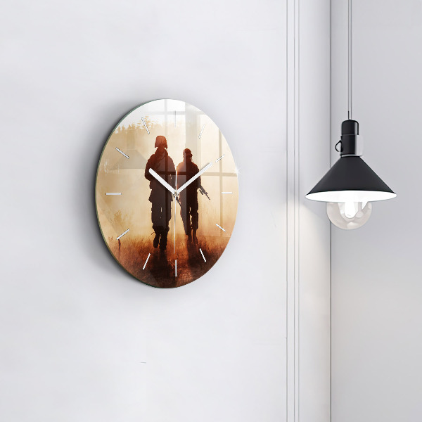 Round glass wall clock Soldiers