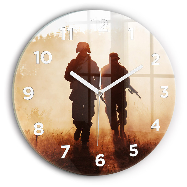Round glass wall clock Soldiers