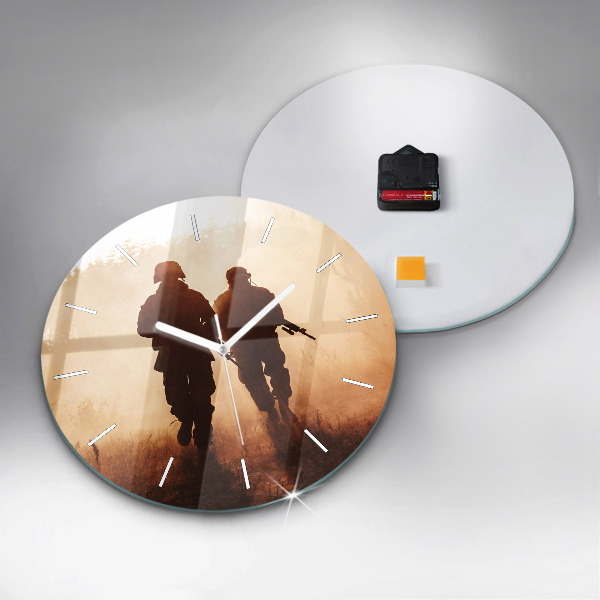 Round glass wall clock Soldiers