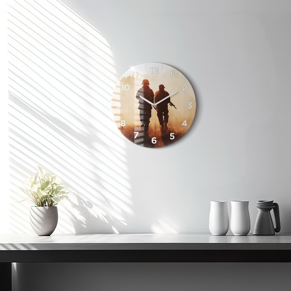 Round glass wall clock Soldiers