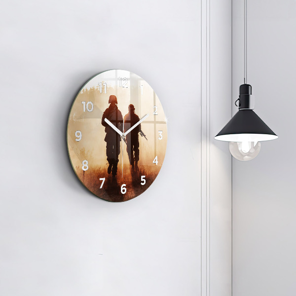 Round glass wall clock Soldiers