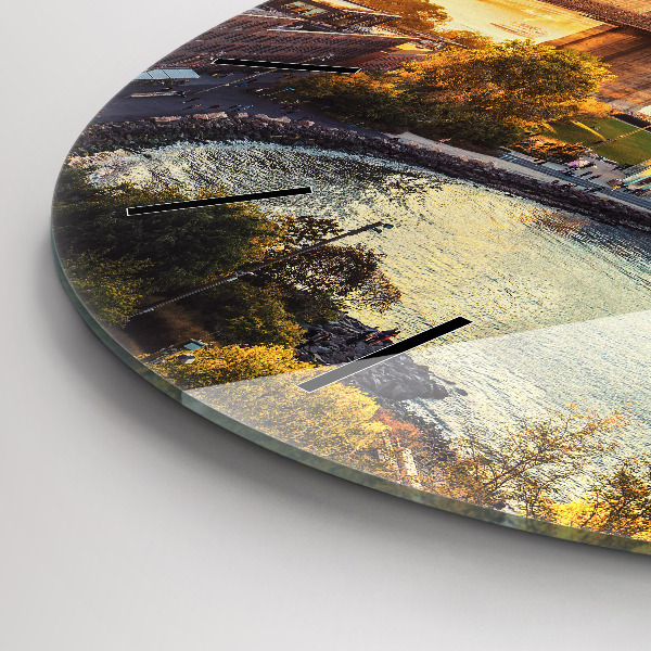 Round glass wall clock New York Manhattan