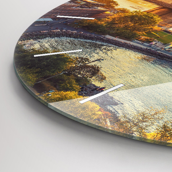 Round glass wall clock New York Manhattan