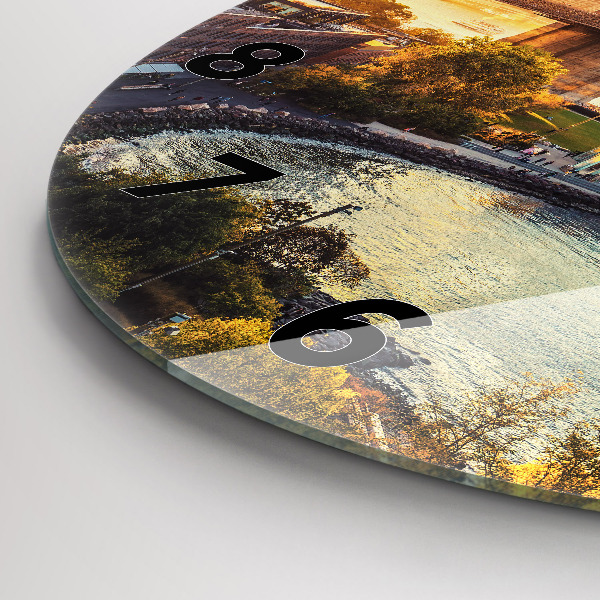 Round glass wall clock New York Manhattan