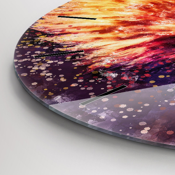 Round glass wall clock Watercolor eagle