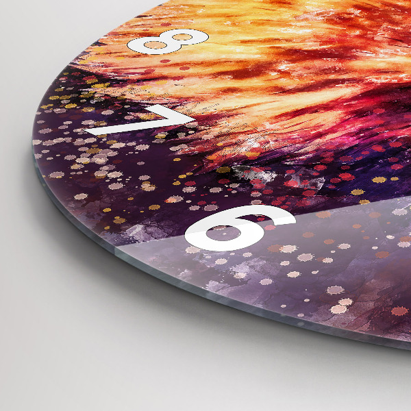 Round glass wall clock Watercolor eagle