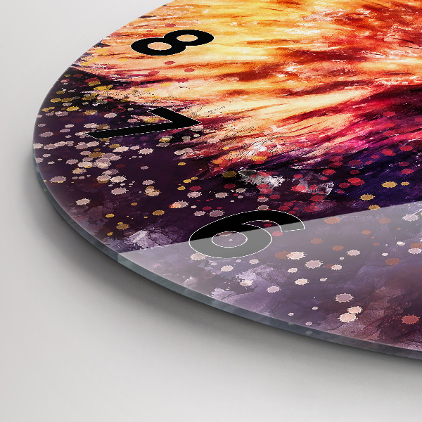 Round glass wall clock Watercolor eagle