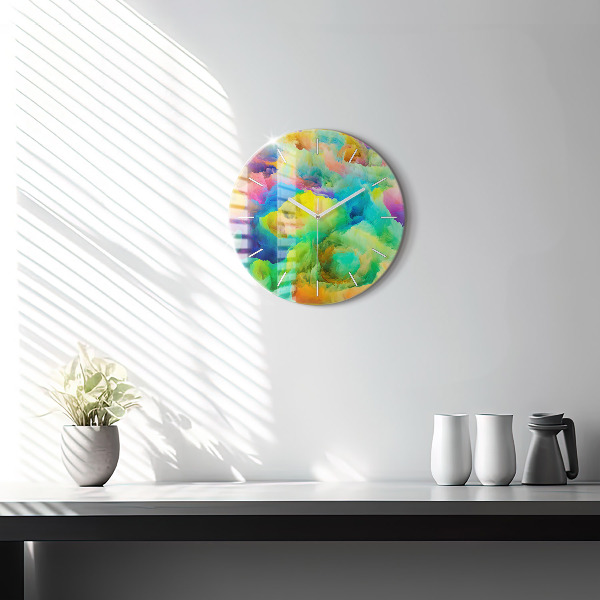 Round glass wall clock Fractal Texture