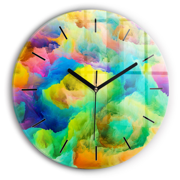 Round glass wall clock Fractal Texture