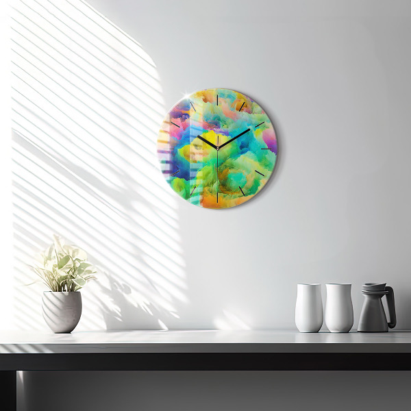 Round glass wall clock Fractal Texture